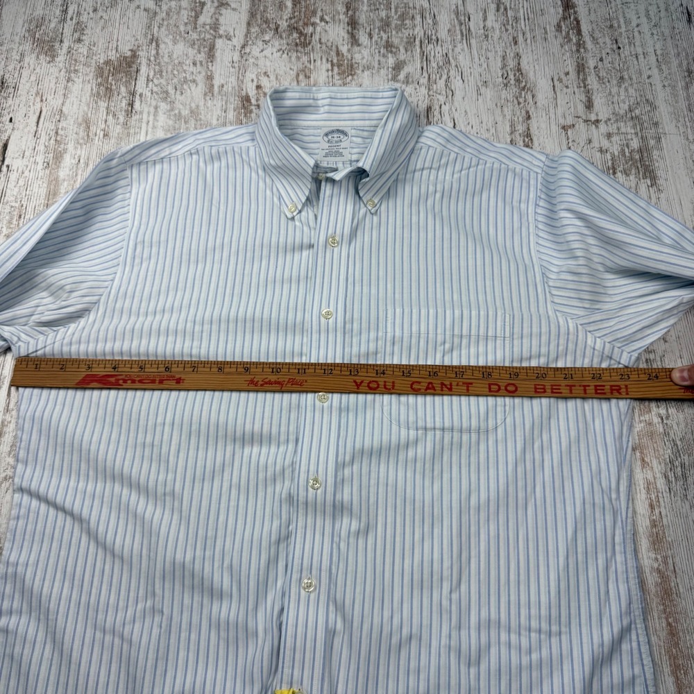 Brooks Brothers Regent Non-Iron Shirt 16-34 Blue White Stripe Supima Cotton - Picture 8 of 10